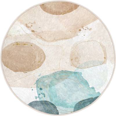 Mila Home Синьо-бежов кръгъл килим подходящ за пране ø 120 cm Puddle - Mila Home (HKC-YuvHali-35-120x120)