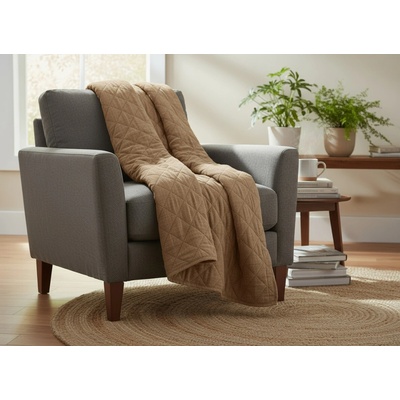 Mybesthome přehoz na křeslo sedačku LENNY tmavě béžová 70 x 160 cm – Zbozi.Blesk.cz