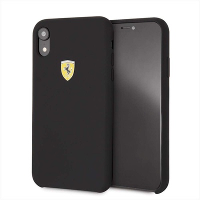 Ferrari Hard Silicone Case - силиконов (TPU) калъф за iPhone XR (черен)