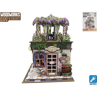 Woodworks drevená stavebnica kvetinárstvo so svetlom 243 dielikov