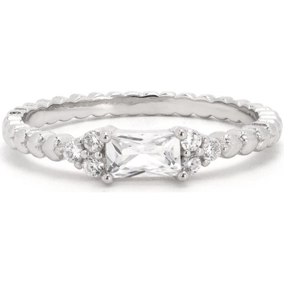 Rafity Stříbrný prsten Belle Elegance s baguette zirkonem R0085 05