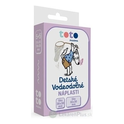 TOTO DETSKÉ VODEODOLNÉ NÁPLASTI 2 veľkosti (5 ks 38x38 mm, 5 ks 55x30 mm) 10 ks