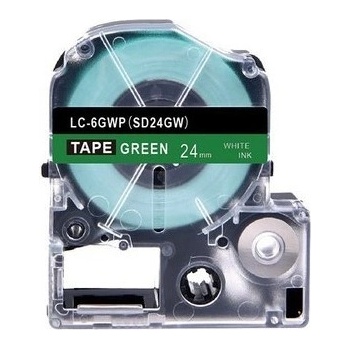 Compatible Epson LK-SD24GW, 24mm x 9m, бял печат / зелен фон, съвместима лента (LKSD24GW)