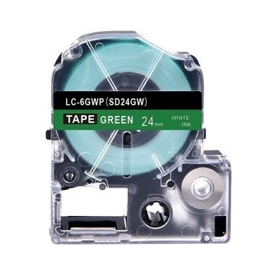 Compatible Epson LK-6GWV, SD24GW, 24mm x 9m, бял печат / зелен фон, съвместима лента (LKSD24GW)