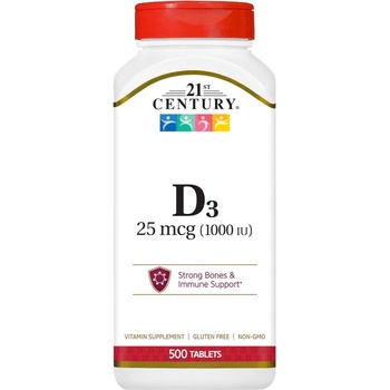 21st Century Vitamin D3, 25 mcg, 500 таблетки, 21st Century (9127)