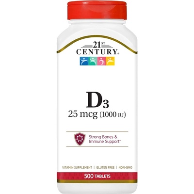 21st Century Vitamin D3, 25 mcg, 500 таблетки, 21st Century (9127)