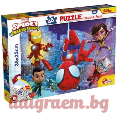 Lisciani Пъзел LISCIANI 99610 - 48 части - Спайдърмен, Spiderman, двулицев пъзел (LI99610)
