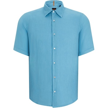 Image 1 of HUGO BOSS Риза с къс ръкав Boss Men's HBO Rash 2 Lin Short Sleeve Relaxed Fit Shirt - Open Blue 486