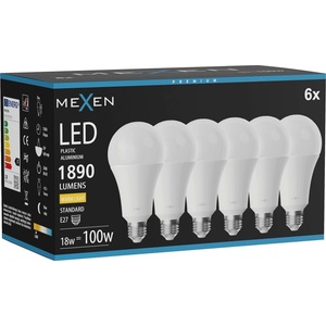 Mexen Nova 6x LED крушка E27, A70, 18W, Топла - 3000K, 1890 lm - L100-E27-1830-01x06 (L100-E27-1830-01x06)