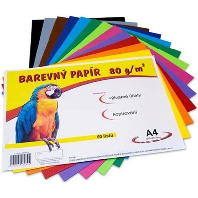 kreslicí papír pro VV A4/80g 60listů mix 12 barev