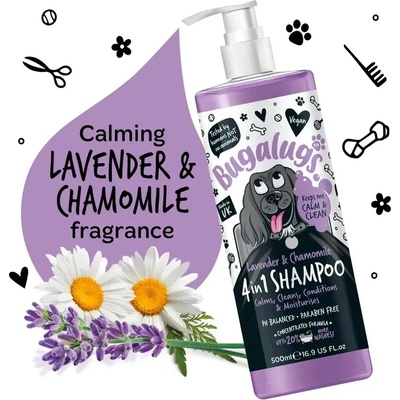 Bugalugs 4-in-1 Lavender & Chamomile Calming Dog Shampoo - Лавандула & лайка успокояващ шампоан 4-в-1 за кучета