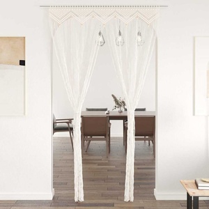 Pure Line Home Памучно перде макраме в цвят кремав за тръбен корниз, 140 x 240 см - zalegloto - 97,99 лв