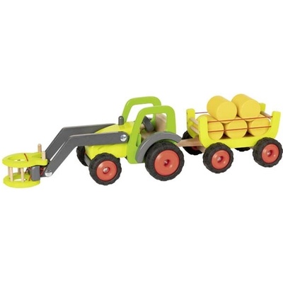 Goki Traktor s čelním nakladačem a vlečkou sena, 55 cm
