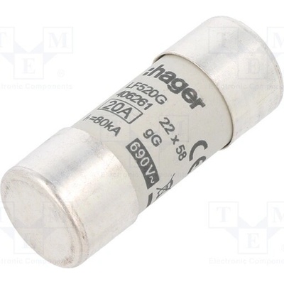 HAGER LF520G Pojistka: tavná; gG; 20A; 690VAC; kulatý,průmyslová; 22x58mm