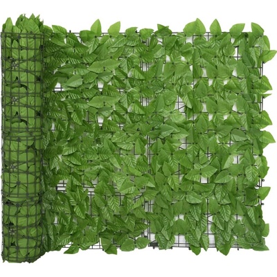 vidaXL Balkónová zástěna se zelenými listy 300 x 100 cm