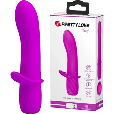 Мини вибратор с клитор стимулатор, 15см. - Pretty Love Troy Purple (DEBRA01137)