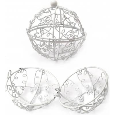 EM ART Mетална кутийка Ем Арт - Топка, 6 х 6 cm, бяла (812683)