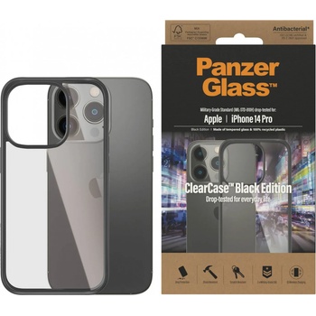 Panzer Гръб ClearCase PanzerGlass за Apple Iphone 14 Pro , Antibacterial - Черна рамка