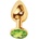 Sensual Метално дилдо Butt Plug "GOLD CRYSTAL LIME" 9 см. Размер - L