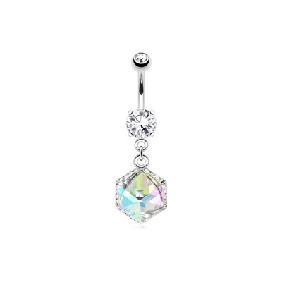 Piercingate piercing do pupíku krystalická kostka PBV00575 čirá
