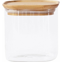 Pebbly Dóza PKV-005 skleněná čtverec bambusové víko 800 ml 11 x 11 x 11 cm