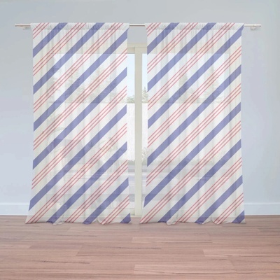 Sablio Záclony Modročervené pruhy: 2ks 150x250cm