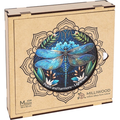 Milliwood Дървен пъзел Milliwood от 206 части - Мандала, Лекота (размер M) (M-Lightness-5067)