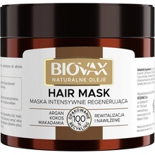 L'biotica Biovax Natural Oil revitalizačná maska pre dokonalý vzhľad vlasov Argan Makadamia Kokos Paraben & SLS Free 250 ml