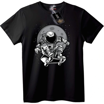 NOONEBRAND Тениска Космонавт Скейтбордист - S, Black