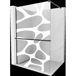 Mexen Kioto+ душ панел с рафт Walk-in 120 x 200 см, бяла вълна, черен - 800-120-121-70-97 (800-120-121-70-97)