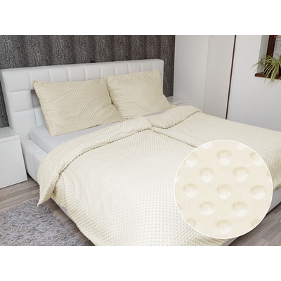 Biante obliečky Minky 3D bodky MKP-014 Krémové 140x200 70x90