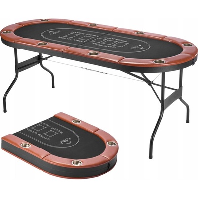 SucceBuy Skládací pokerový stůl pro 8 hráčů s 8 držáky na pohárky, oválný