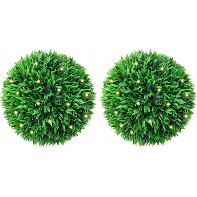 Umělé buxusové koule s LED diodami 2 ks Zelené 38 cm