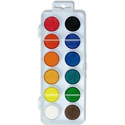 Koh-i-noor vodové barvy/vodovky obdélník bílý 12 barev o průměru 30 mm