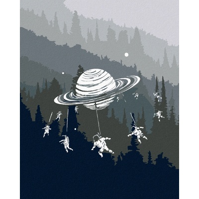 Malování podle čísel PLANETA S KOSMONAUTY