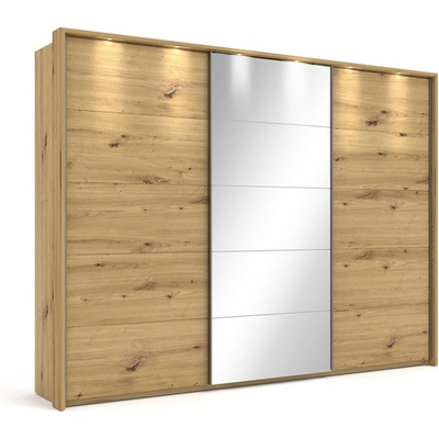 ЕВРОМАР Гардероб bergen графит / дъб артисан с допълнително led осветление