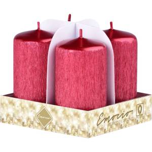 Z - TRADE s. r. o Z - TRADE s. r. o. Свещи Emocio Advent цилиндър 4 бр. 40x75 драскани червени