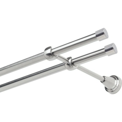 OK-GarnýžeCZ Garnýž kovová dvouřadá 19mm Pullo double nerez 100 cm do stěny / na tunýlek - bez kroužků