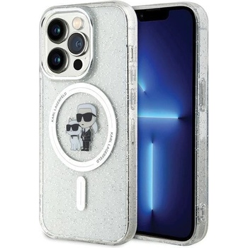 KARL LAGERFELD Кейс Karl Lagerfeld Karl&Choupette Glitter MagSafe за iPhone 15 Pro, прозрачен (3666339162771)