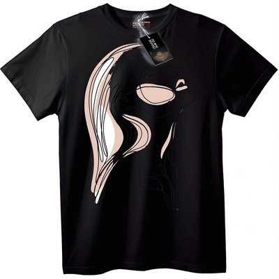 NOONEBRAND Тениска Абстрактна Жена Арт - 2XL, Black