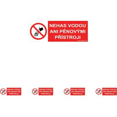 Walteco Nehas vodou ani pěnovými přístroji 100x40mm, samolepka Množství: 5 ks , 20000BP1