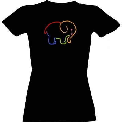 Tričko s potiskem Slon pro štěstí dámské Černá