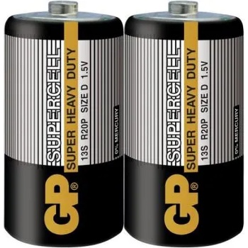 GP Batteries Цинк карбонова батерия SUPERCELL 13S-S2, R20, 2 бр. в опаковка- shrink, 1.5V (GP-BM-13S-S2)