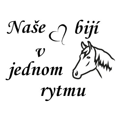 Nažehlovací nápis naše srdce s koněm Vzor: 1, Potisk: černá