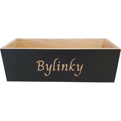 Krušnohorský Nábytok Drevená debnička na bylinky z masívneho dreva 34 x 13 x 11 cm čierna BK1