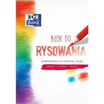 Oxford Školský rysovací blok A4 20 bielych listov 120 g pre deti