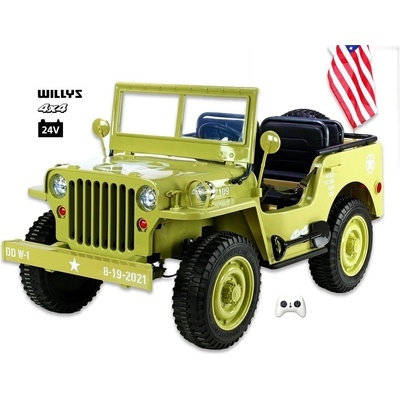 Jeep Willys s 2,4G, 4x 120W / 24V macha army
