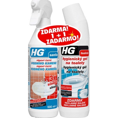 HG Pěnový čistič vodního kamene 3x silnější 500 ml + HG gel na toalety 500 ml