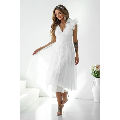 Warsaw Dress tylové midi šaty biele