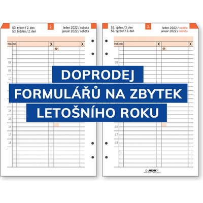 ADK Formulář Denní plán A6 termínovaný oboustranný JEN PRO ZBYTEK ROKU 2026